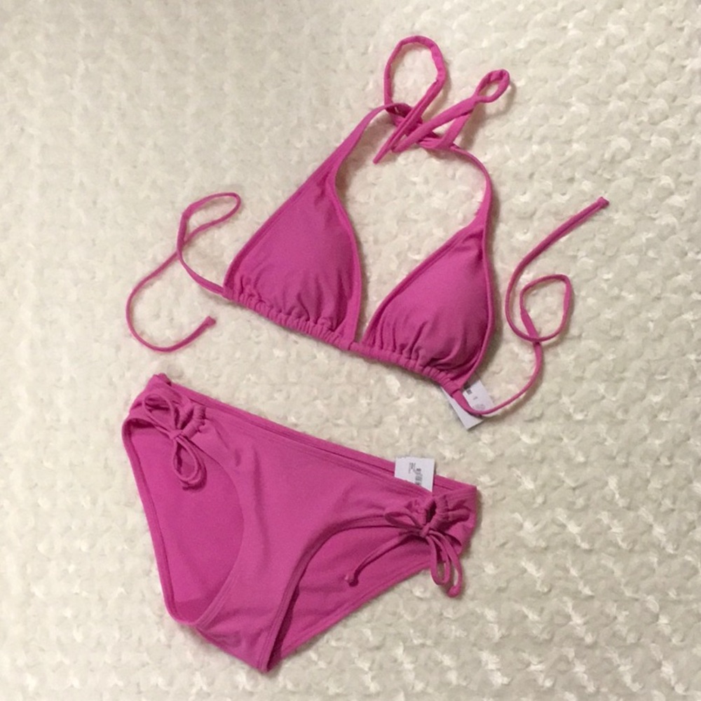 🎉HP🎉 New Medium Pink Bikini Swim Triangle Top Tie at Sides